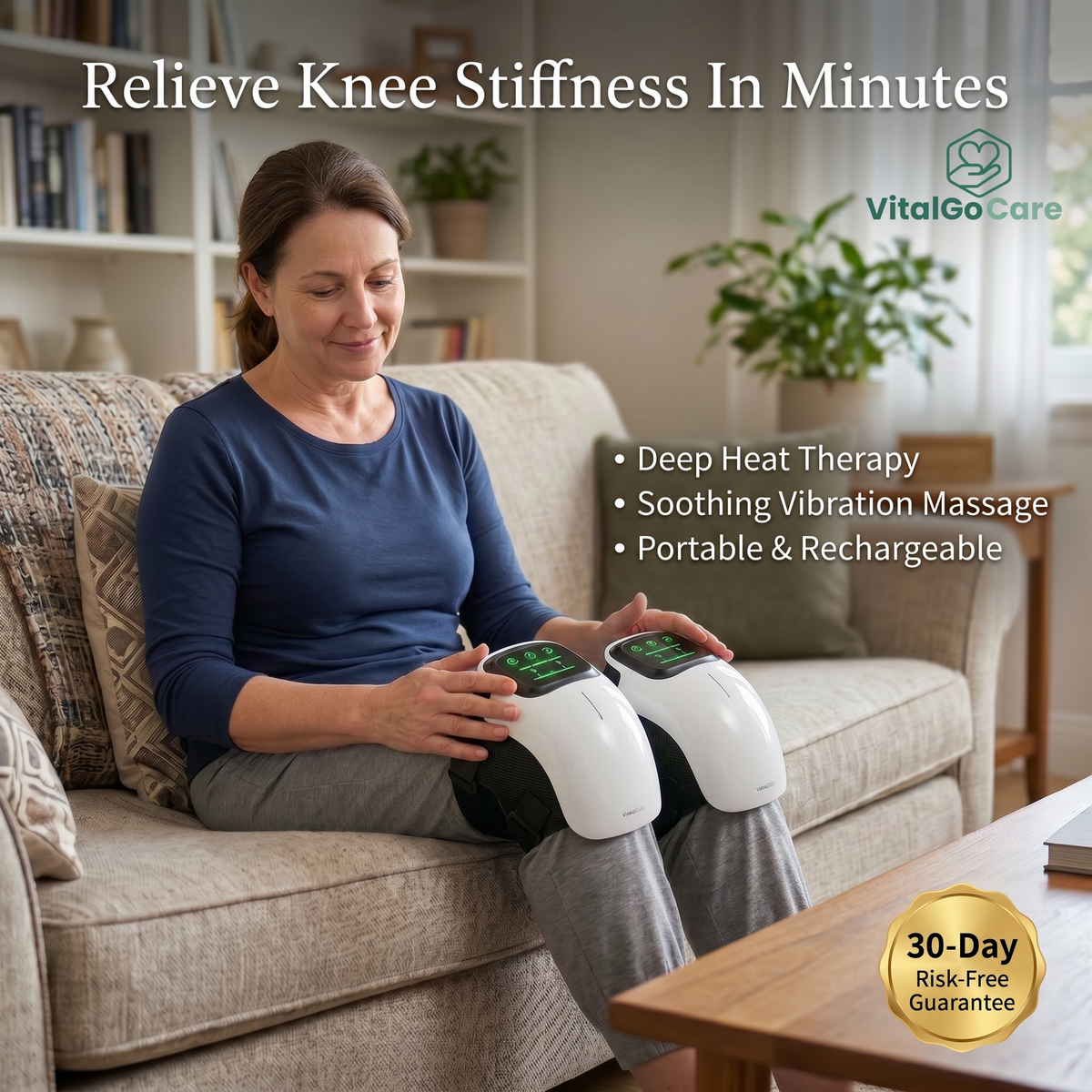 VitalGo KneeRelief Pro heat and vibration knee massager